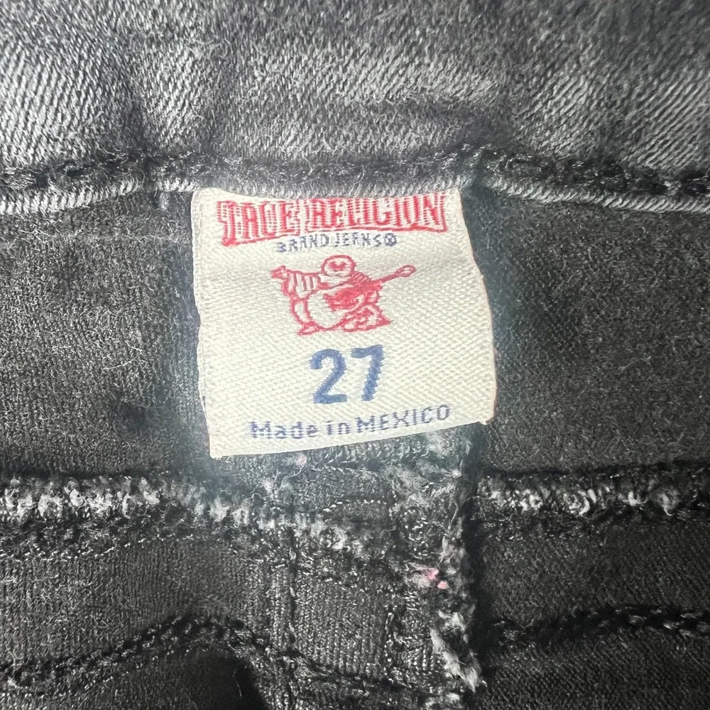True Religion Skinny‎ Leg Flap Jeans Womens 29x31.5 Gray Denim Cotton Low Rise